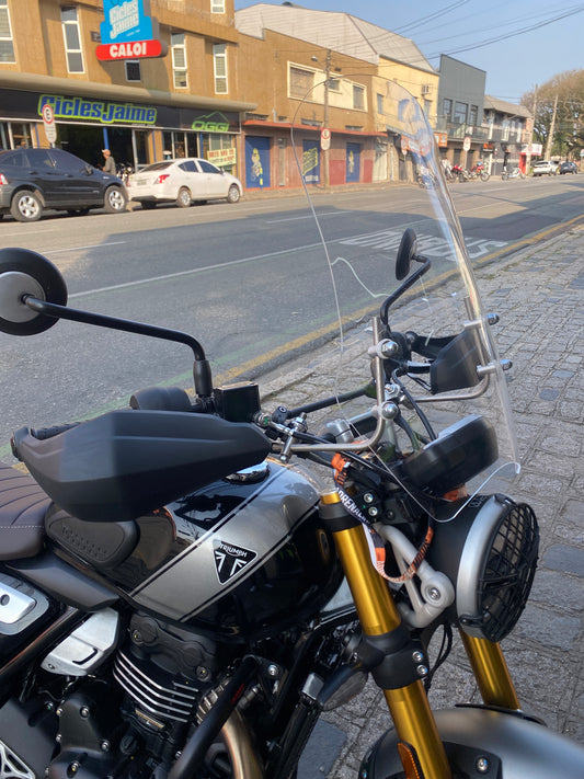 PARA BRISA BOLHA TRIUMPH SCRAMBLER 400/ 900 / 1200 X/ STREET TWIN 900/1200 24/25 / DUCATI SCRAMBLER ICON MACH 18/ 19