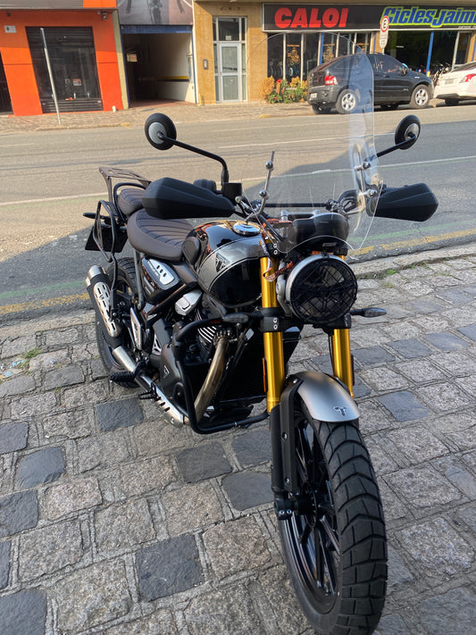 PARA BRISA BOLHA TRIUMPH SCRAMBLER 400/ 900 / 1200 X/ STREET TWIN 900/1200 24/25 / DUCATI SCRAMBLER ICON MACH 18/ 19